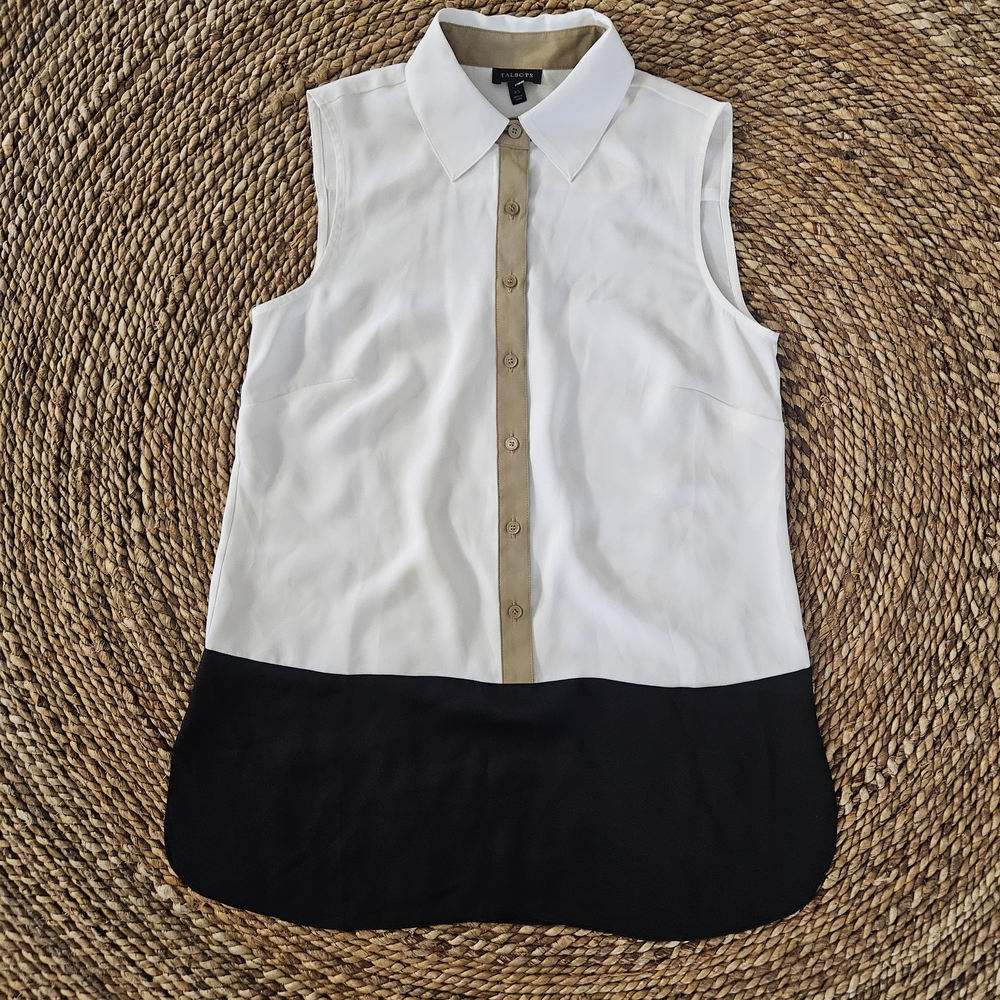 Talbots Women's XS Collared Sleeveless Button Down Polyester Top